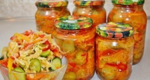 Улетный салат на зиму «Кубанский» с капустой и огурцами